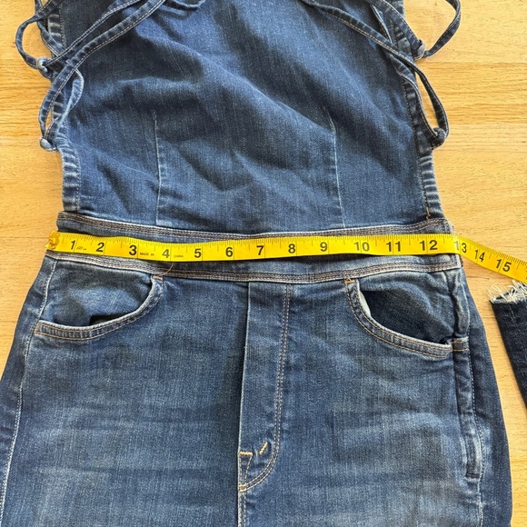 Mother RARE Denim The Tie Back Hustler Ankle Fray Jumpsuit NEW - Picture 9 of 13